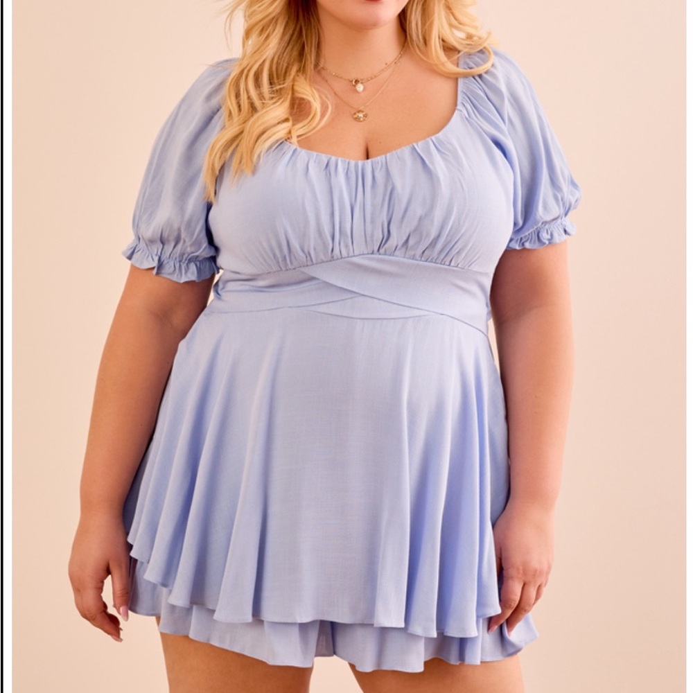 NEW Arula Blue Romper Plus Size 0X Available NWT